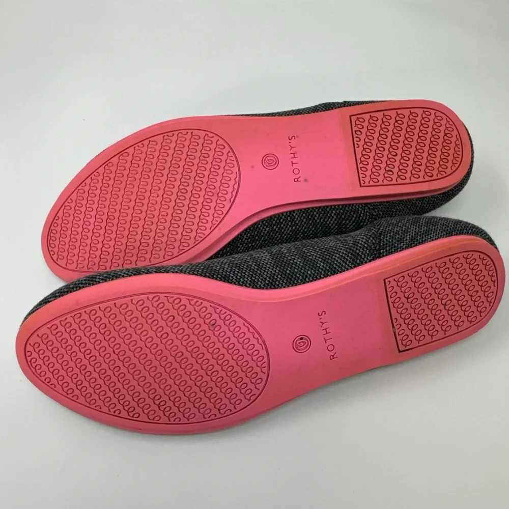 Rothy's The Flat Round Toe‎ Slip On Shoes Women's 9.5 Heathered Gray Pink Sole
